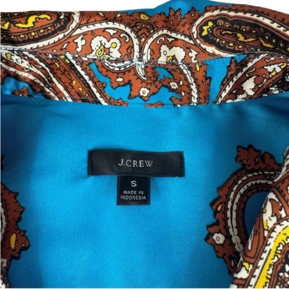 J. CREW Paisley Long Sleeve Button Front Blouse, Size S.